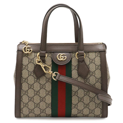 Gucci Ophidia GG Supreme Small Tote 2-Way Shoulder Bag Leather Beige Mocha Brown