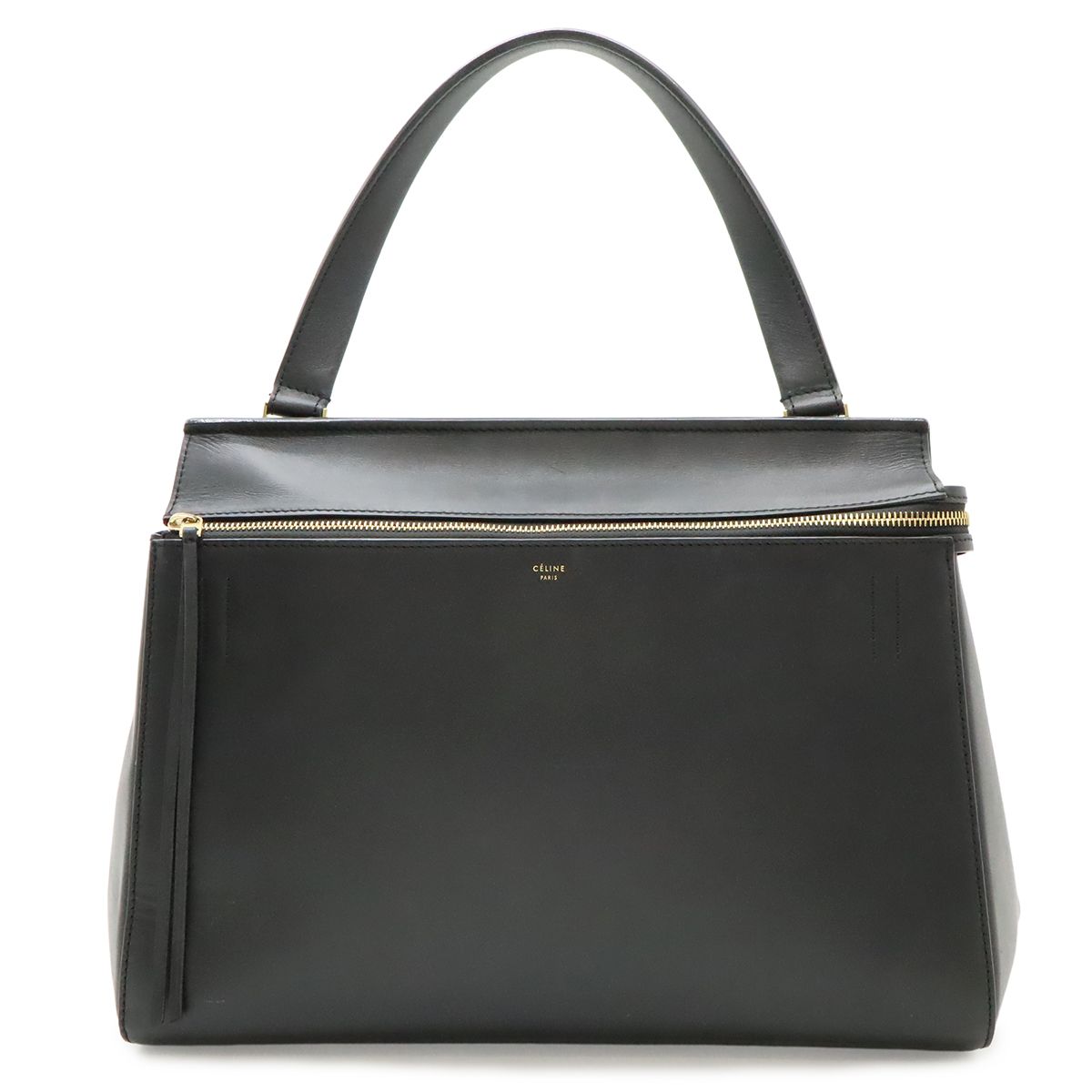 Celine Edge Large Shoulder Bag Leather Black Gold