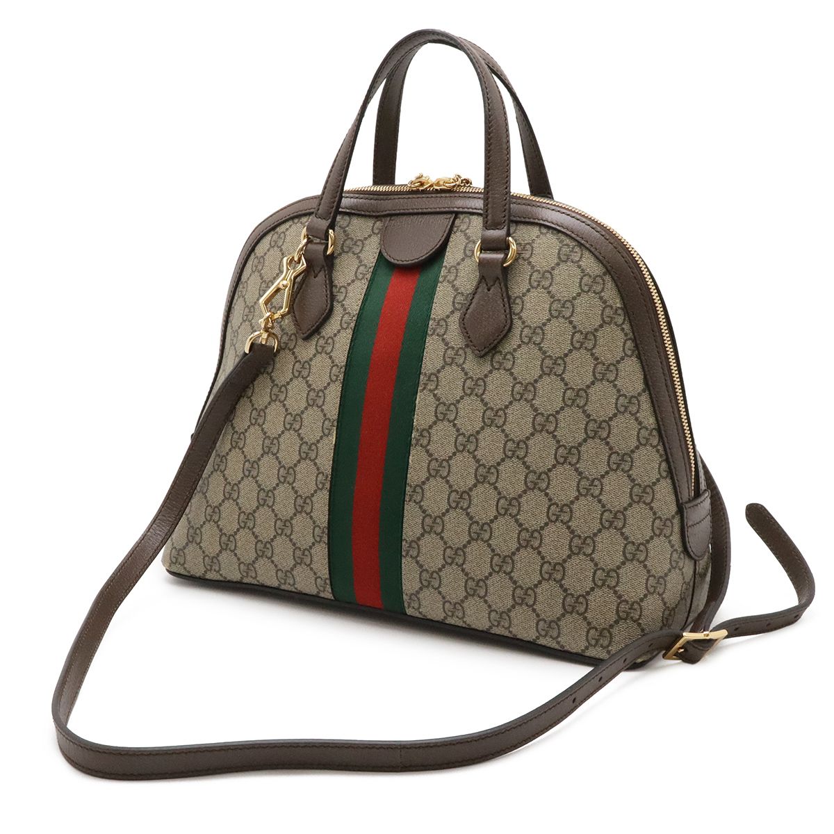 Gucci Ophidia GG Supreme Top Handle 2-Way Shoulder Bag Leather Beige Mocha Brown — view 2
