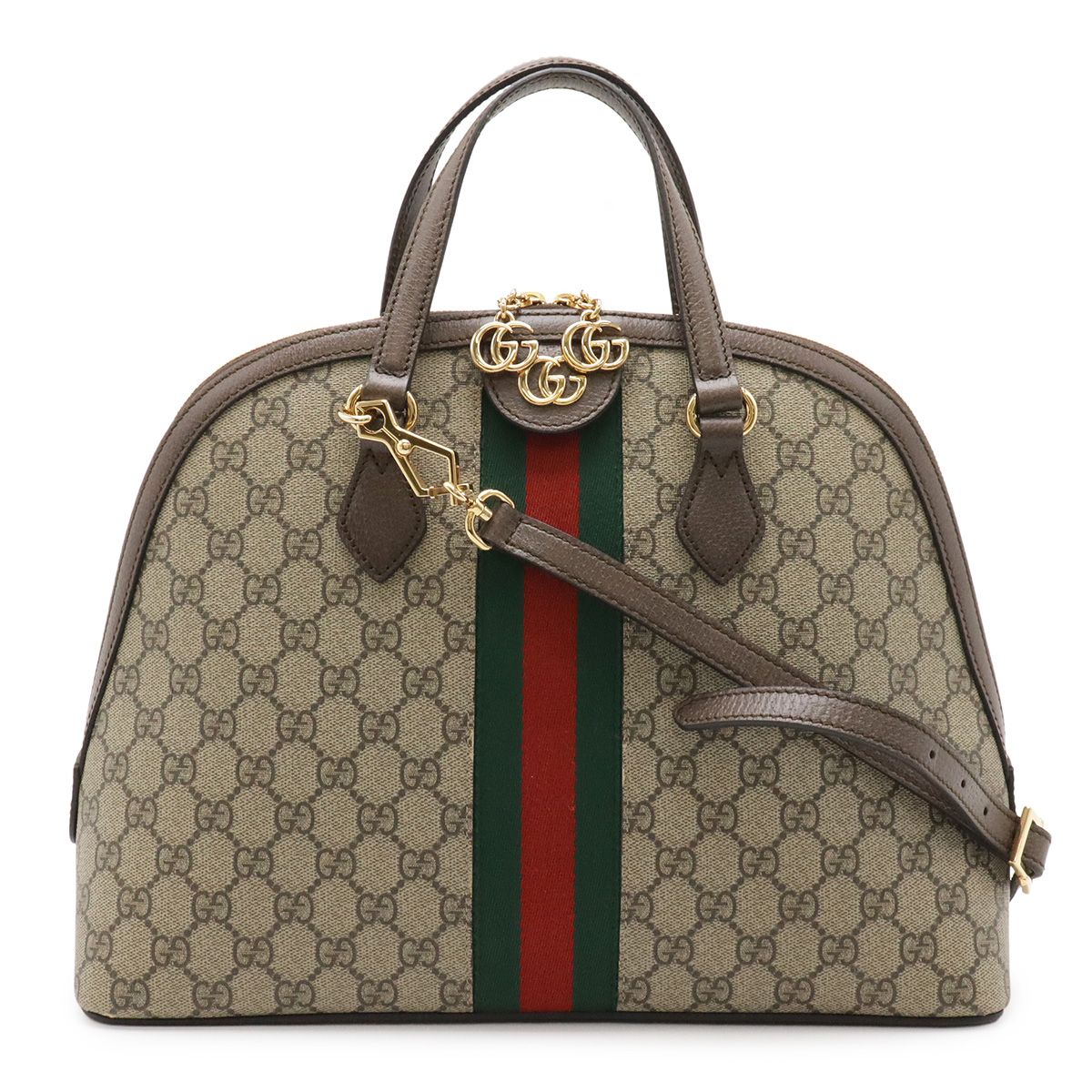 Gucci Ophidia GG Supreme Top Handle 2-Way Shoulder Bag Leather Beige Mocha Brown