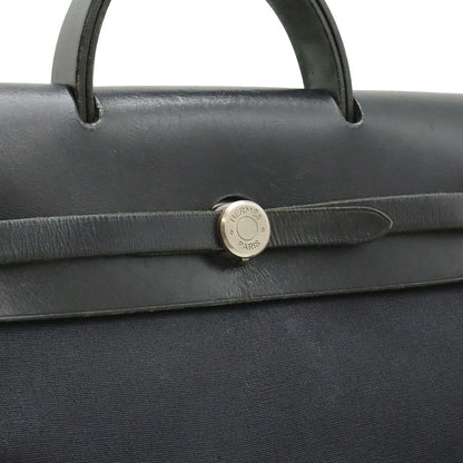 Hermes Herbag A Dos PM Backpack 2-Way Handbag Toile Officier Leather Black — view 8