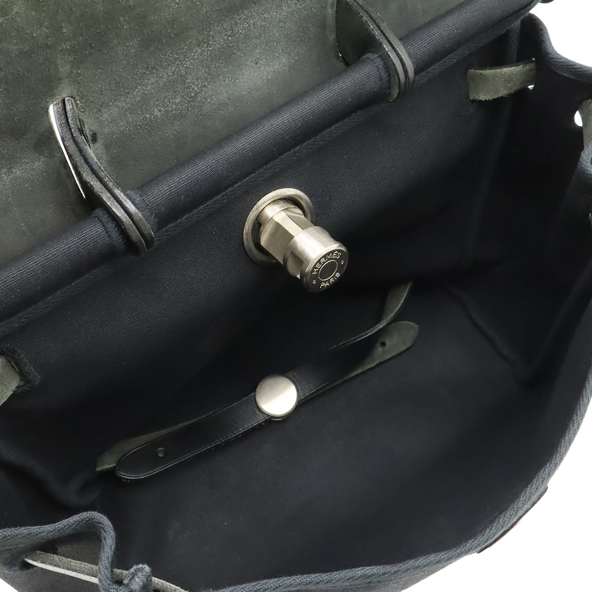 Hermes Herbag A Dos PM Backpack 2-Way Handbag Toile Officier Leather Black — view 7