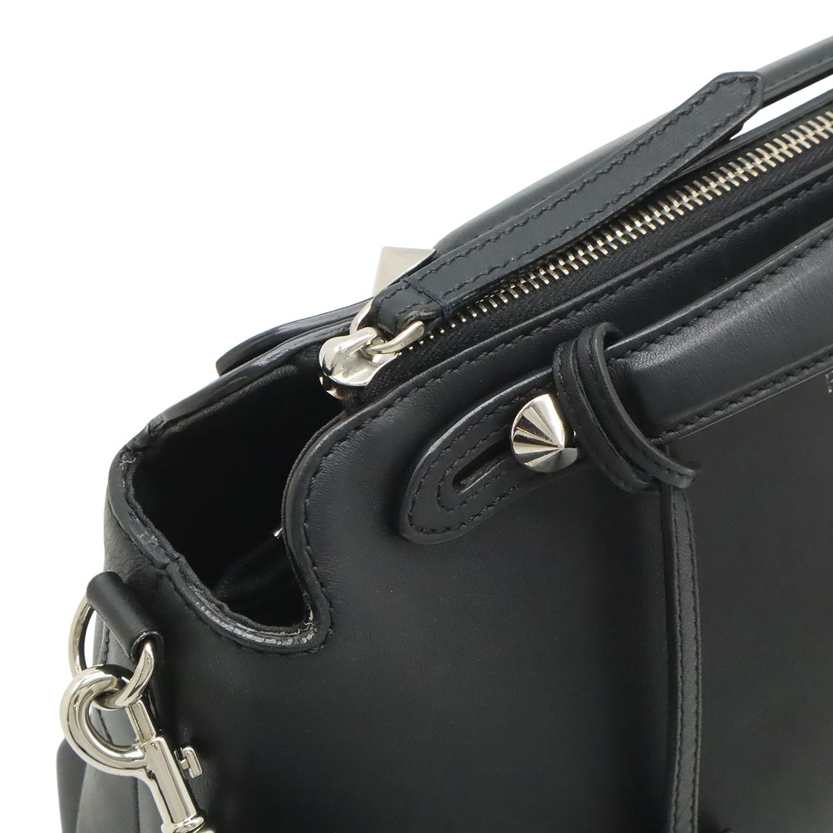 Fendi By The Way 2-Way Shoulder Bag Leather Black Silver — view 7