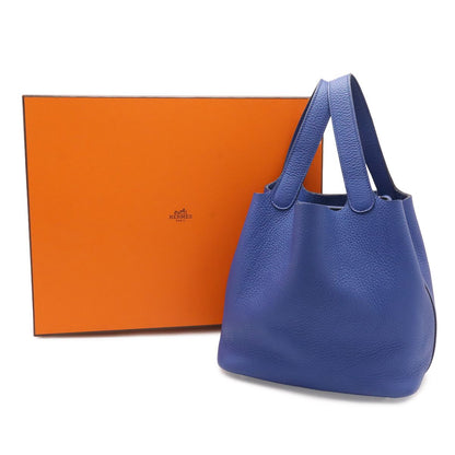 Hermes Picotin Lock MM Tote Bag Taurillon Clemence Leather Blue Electric Silver — view 7