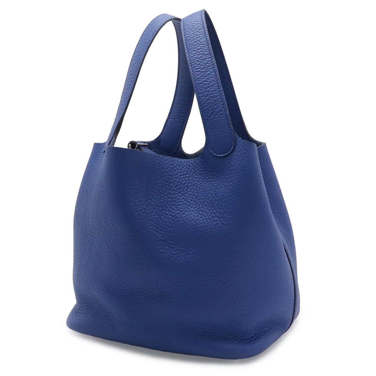 Hermes Picotin Lock MM Tote Bag Taurillon Clemence Leather Blue Electric Silver — view 2
