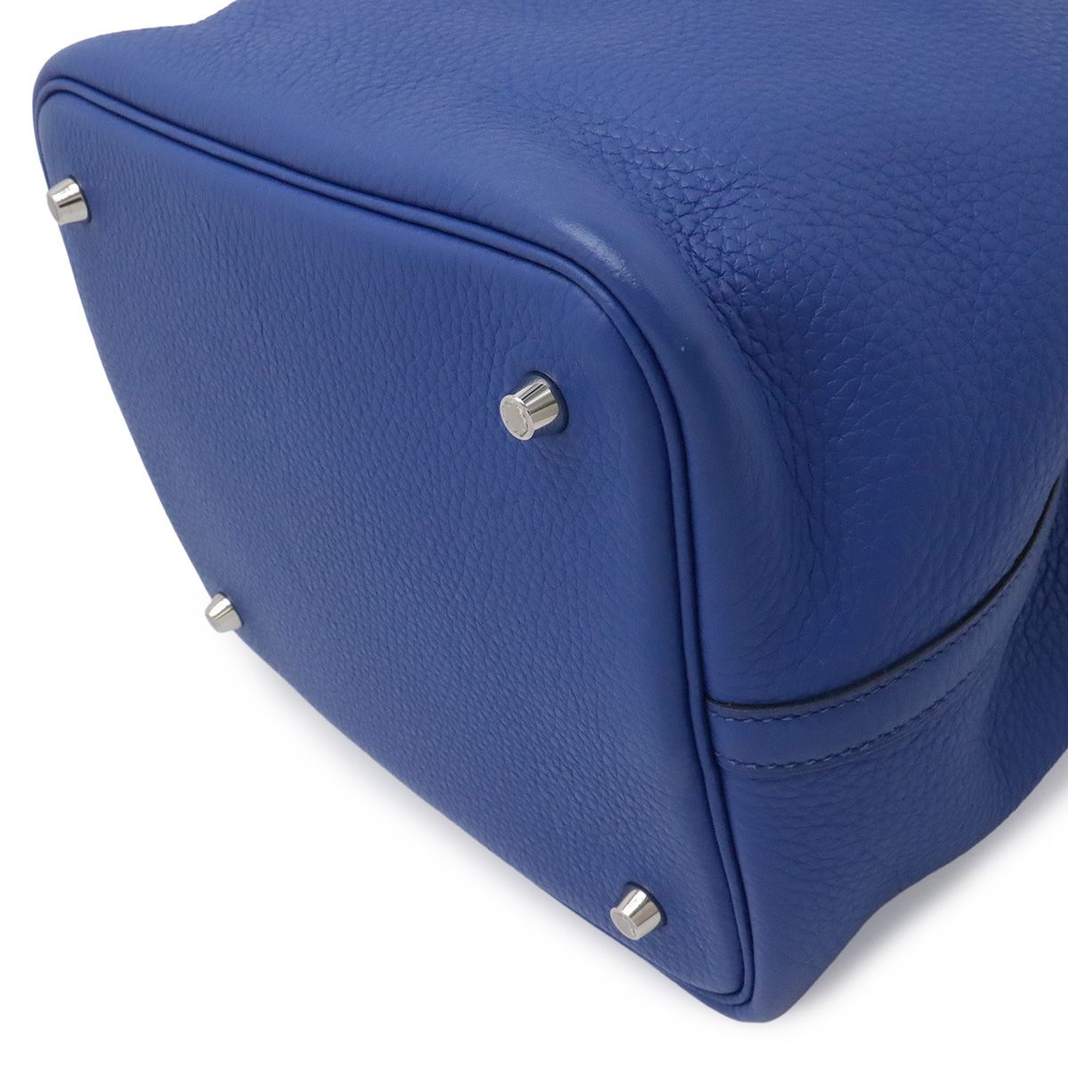 Hermes Picotin Lock MM Tote Bag Taurillon Clemence Leather Blue Electric Silver — view 3