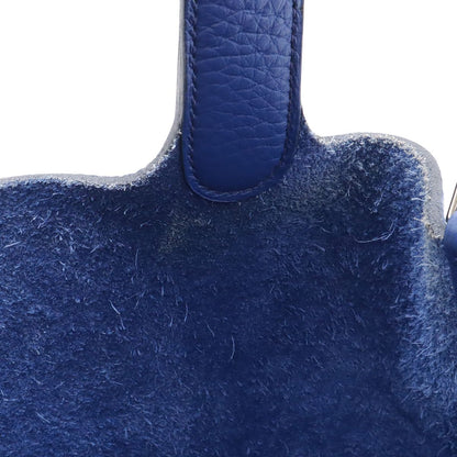 Hermes Picotin Lock MM Tote Bag Taurillon Clemence Leather Blue Electric Silver — view 6