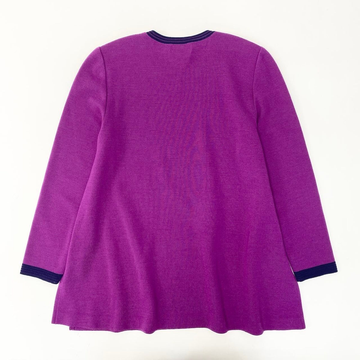 Saint Laurent YSL Logo Flare Knit Sweater Tunic Length Bicolor L Purple Navy — view 3
