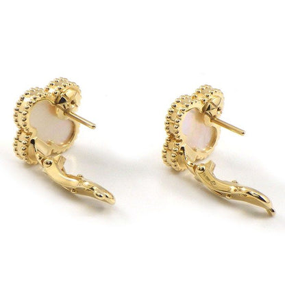 Van Cleef & Arpels Earrings Vintage Alhambra Mother of Pearl White Shell 18K — view 2