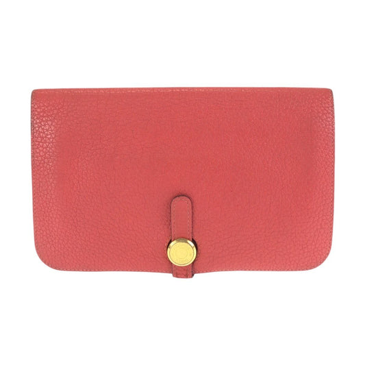 Hermes Dogon GM Rouge Tomato Red Gold Togo Wallet