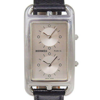 Hermes Cape Cod 2 Zone Duzon Stainless Steel Leather Quartz Analog Display