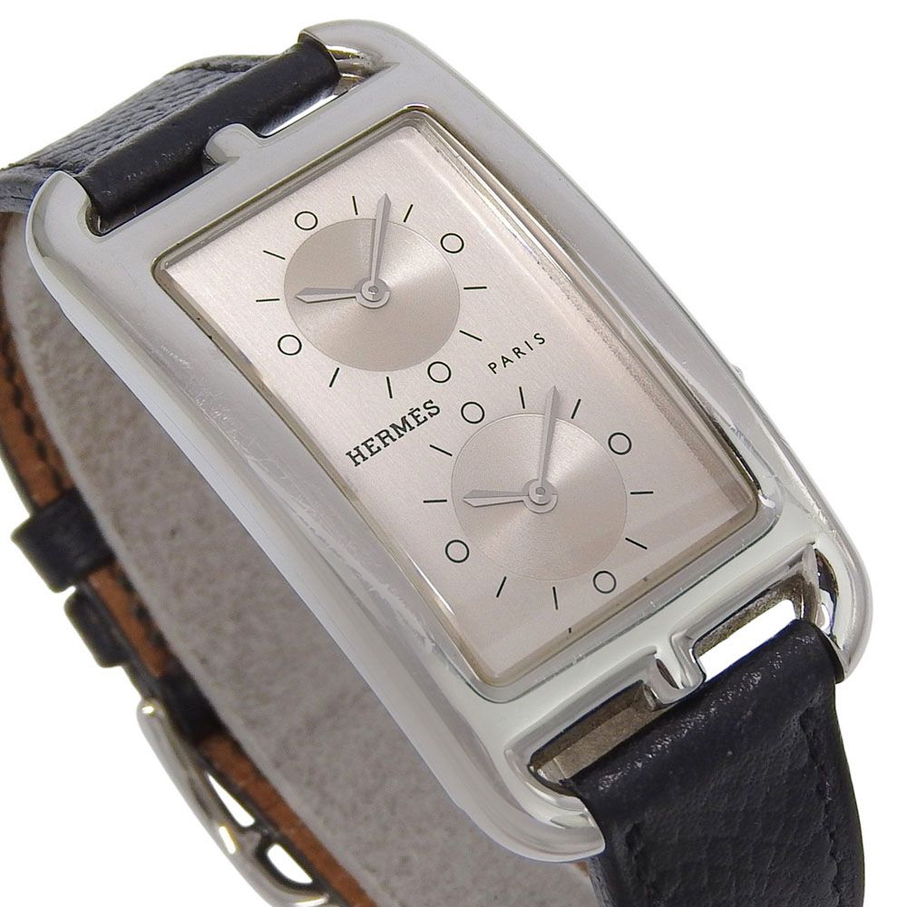 Hermes Cape Cod 2 Zone Duzon Stainless Steel Leather Quartz Analog Display — view 3