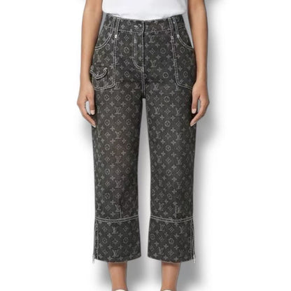 Louis Vuitton Monogram Denim Pants Gray 38