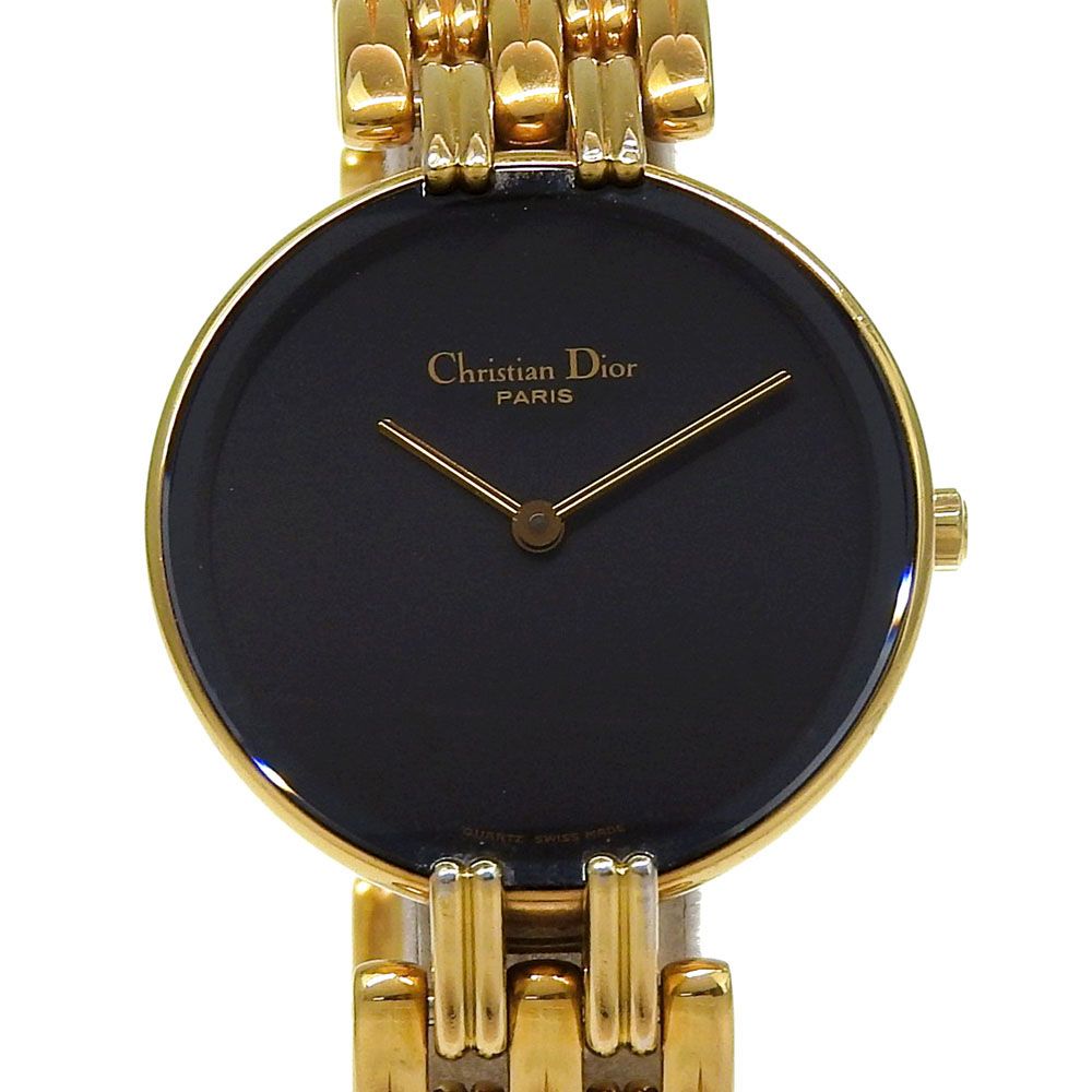 Dior Bakira 46 Gold Plated Quartz Analog Display Black Dial Watch
