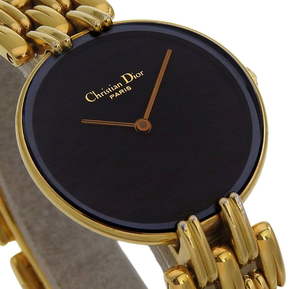 Dior Bakira 46 Gold Plated Quartz Analog Display Black Dial Watch — view 3