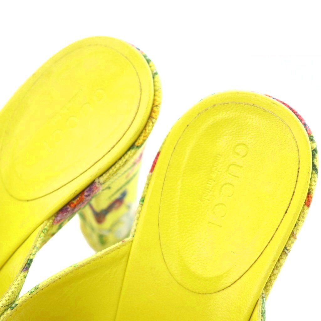 Gucci Sandals Canvas Chunky Heel Floral Yellow BB 36 — view 5