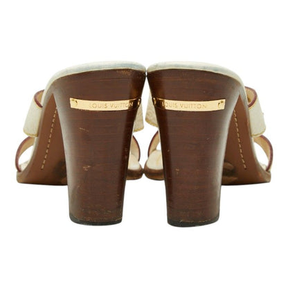 Louis Vuitton Studs High Heels Mules Ivory Leather — view 3