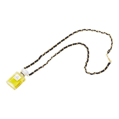 Chanel Perfume Bottle Chain Pendant Gold Plastic Leather Plated — view 2