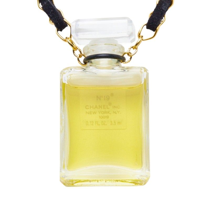 Chanel Perfume Bottle Chain Pendant Gold Plastic Leather Plated — view 4