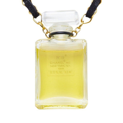 Chanel Perfume Bottle Chain Pendant Gold Plastic Leather Plated — view 4