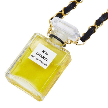 Chanel Perfume Bottle Chain Pendant Gold Plastic Leather Plated