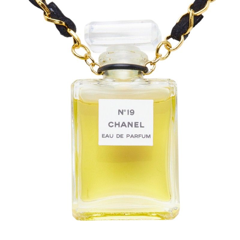 Chanel Perfume Bottle Chain Pendant Gold Plastic Leather Plated — view 3