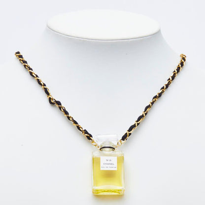 Chanel Perfume Bottle Chain Pendant Gold Plastic Leather Plated — view 6