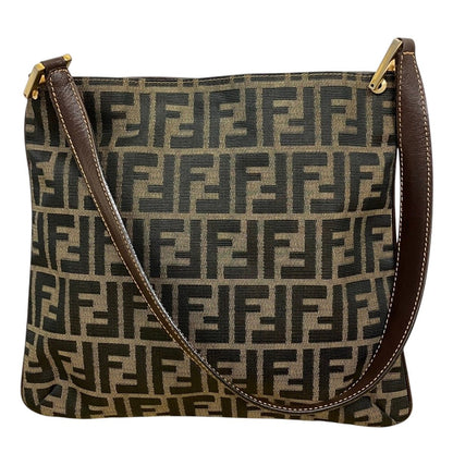 Fendi Zucca Shoulder Bag Canvas Leather