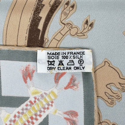 Hermes Carre 90 Les Mythologies Des Hommes Rouges Legend Of Brown Scarf Silk — view 2