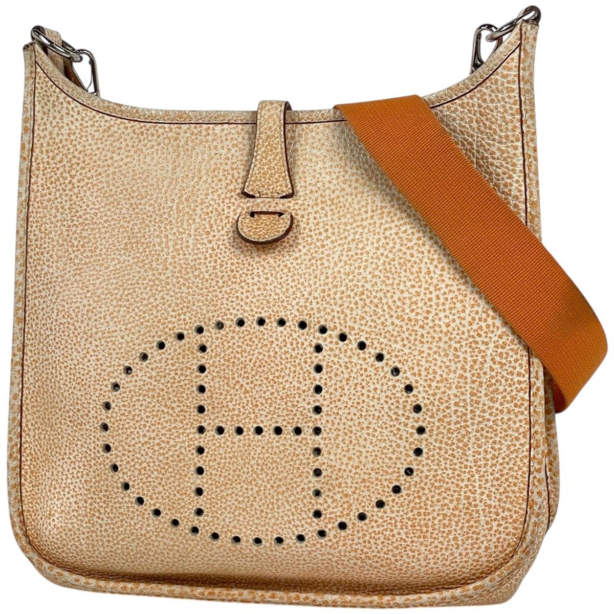 Hermes Evelyne 1 PM Logo Shoulder Bag Dalmatian Buffalo Kippa