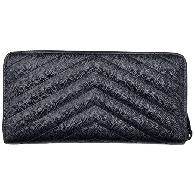 Saint Laurent Zip Around Wallet Black Monogram YSL Gray Leather Paris — view 3