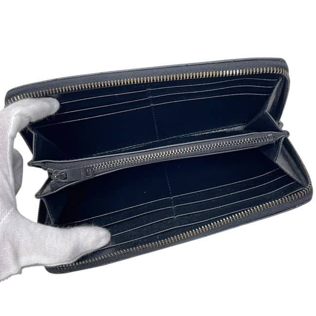 Saint Laurent Zip Around Wallet Black Monogram YSL Gray Leather Paris — view 4