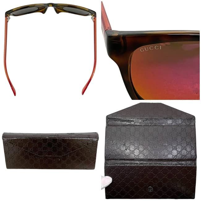 Gucci Sunglasses Mirror Orange Sherry Interlocking G Lens Acetate Eyewear — view 3