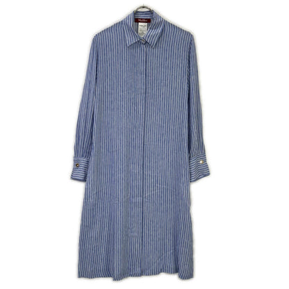 Max Mara Studio Blue Silk Striped Shirt Dress 38