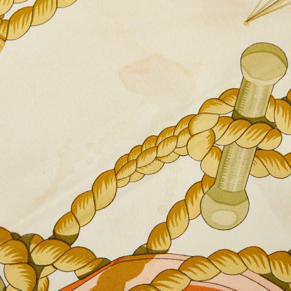 Hermes Carre 90 Tribord Scarf Beige White Silk — view 2