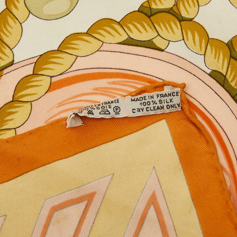 Hermes Carre 90 Tribord Scarf Beige White Silk — view 8