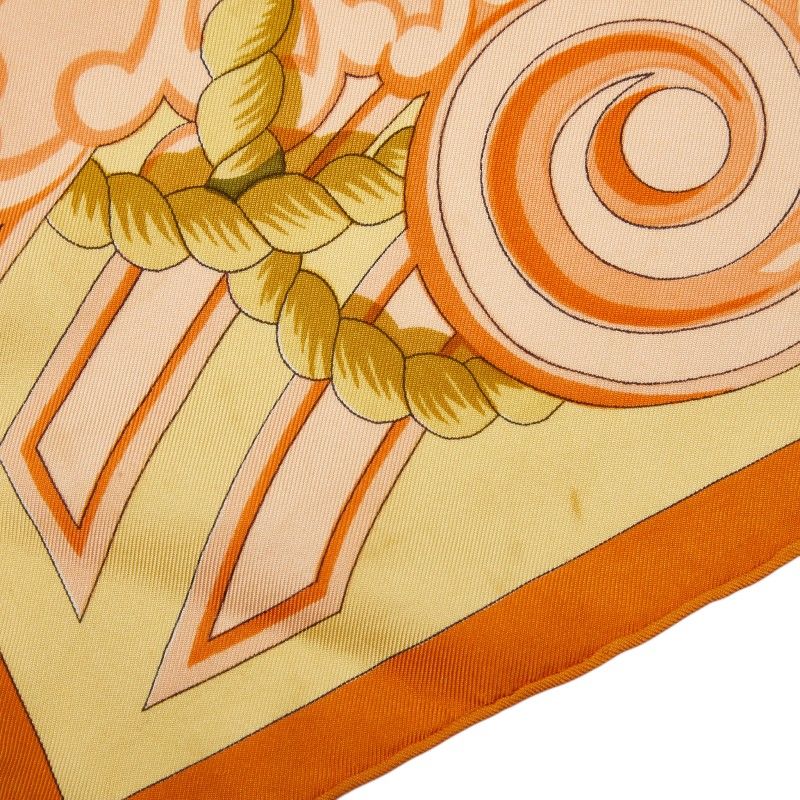 Hermes Carre 90 Tribord Scarf Beige White Silk — view 3