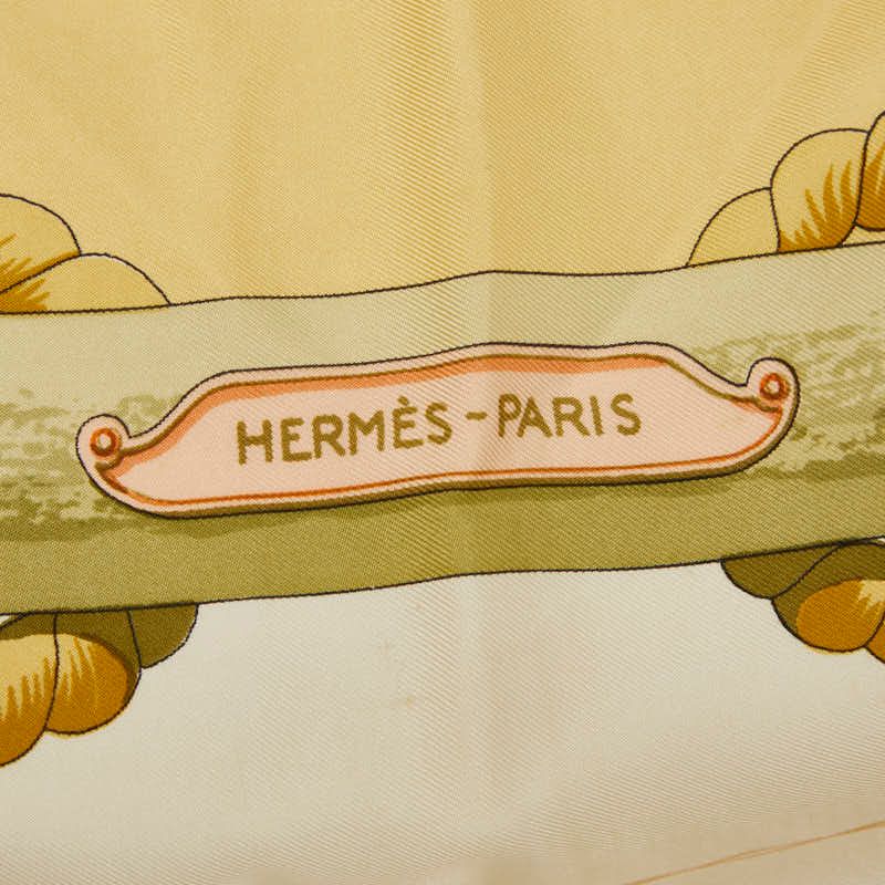 Hermes Carre 90 Tribord Scarf Beige White Silk — view 6