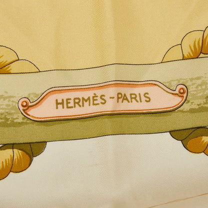 Hermes Carre 90 Tribord Scarf Beige White Silk — view 6