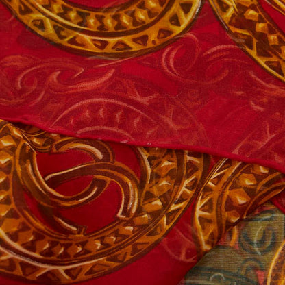 Chanel Print Large Scarf Wine Red Silk — view 2