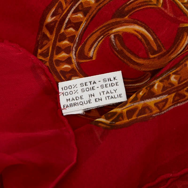 Chanel Print Large Scarf Wine Red Silk — view 4