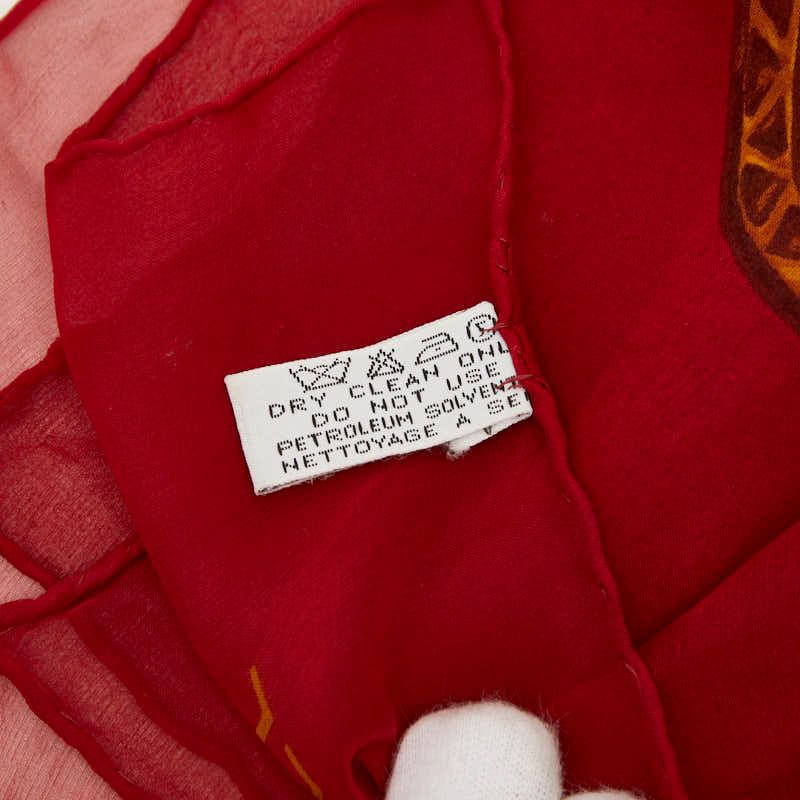 Chanel Print Large Scarf Wine Red Silk — view 5