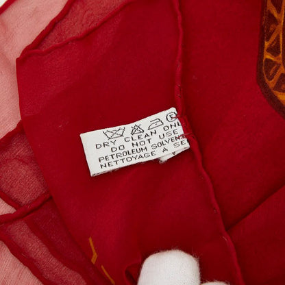 Chanel Print Large Scarf Wine Red Silk — view 5