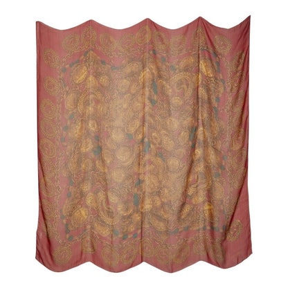 Chanel Print Large Scarf Wine Red Silk