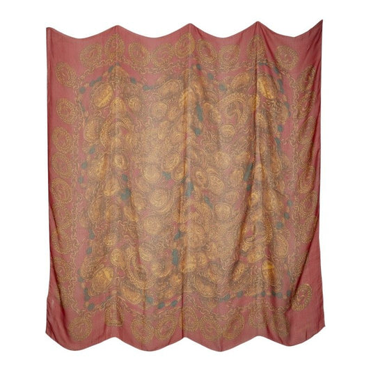 Chanel Print Large Scarf Wine Red Silk