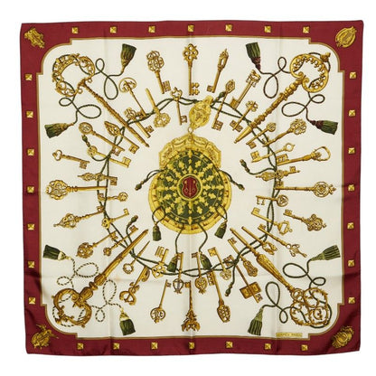 Hermes Carre 90 Les Cles Key Pattern Scarf Large Multicolor Silk