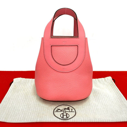 Hermes In The Loop 18 Taurillon Clemence Leather Handbag Mini Tote Rose Azalea