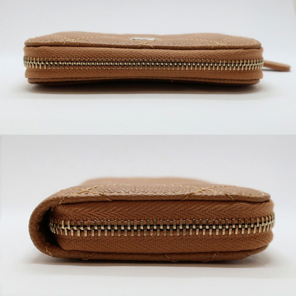 Chanel Ten Classic Zip Coin Purse Beige Gold Caviar Leather Case — view 4