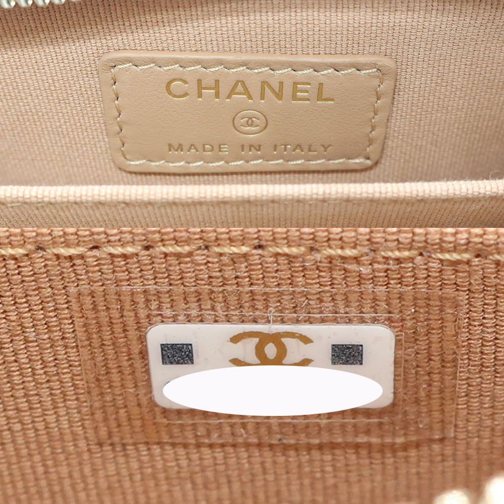 Chanel Ten Classic Zip Coin Purse Beige Gold Caviar Leather Case — view 5