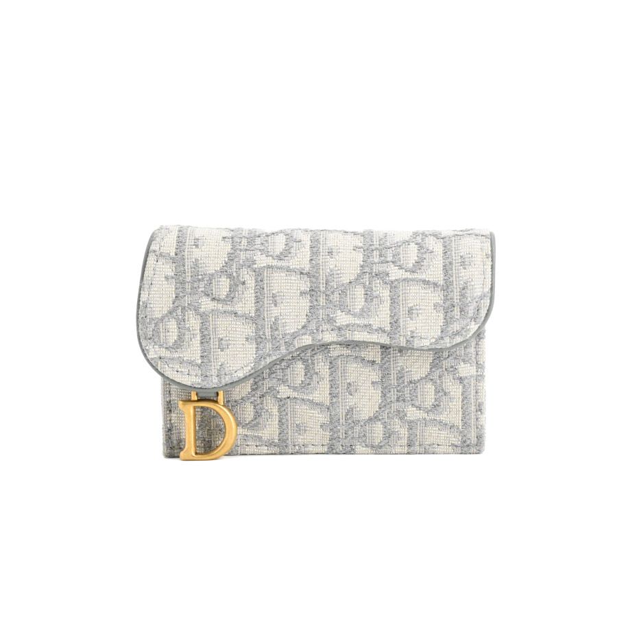 Dior Card Case Saddle Blue Mucard Holder